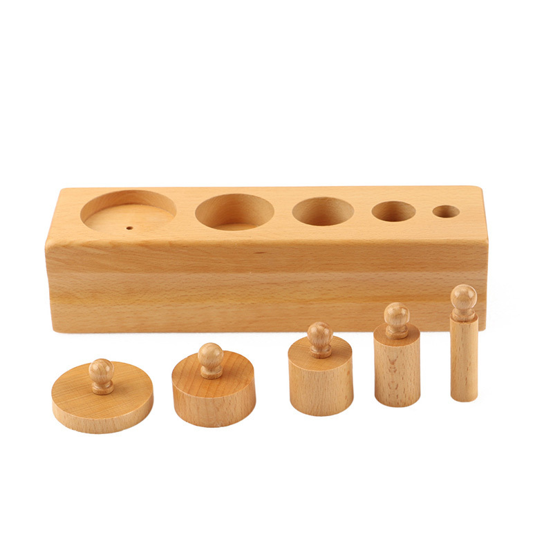 LT061 Toddler Cylinder Blocks 5 steps  educational wooden montessori material  toys for kids