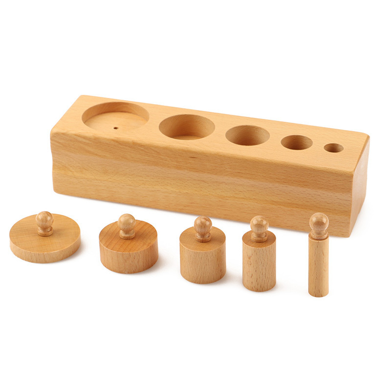 LT061 Toddler Cylinder Blocks 5 steps  educational wooden montessori material  toys for kids