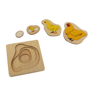 BO060 Wooden educational montessori material   toys of  Development of Chicken Montessori Puzzle