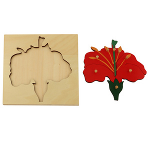 BO005 Montessori material  wooden educational  toys of  Flower puzzle