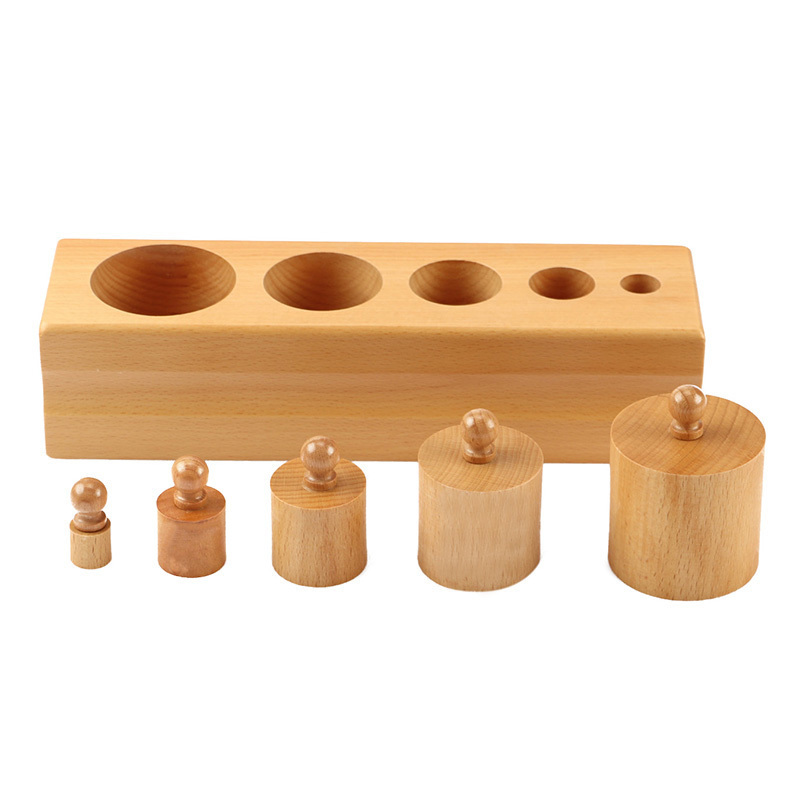 LT061 Toddler Cylinder Blocks 5 steps  educational wooden montessori material  toys for kids