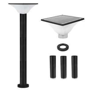 Outdoor waterproof garden solar lights pathway decorative bollard light square lawn lamp LED park road landscape lighting