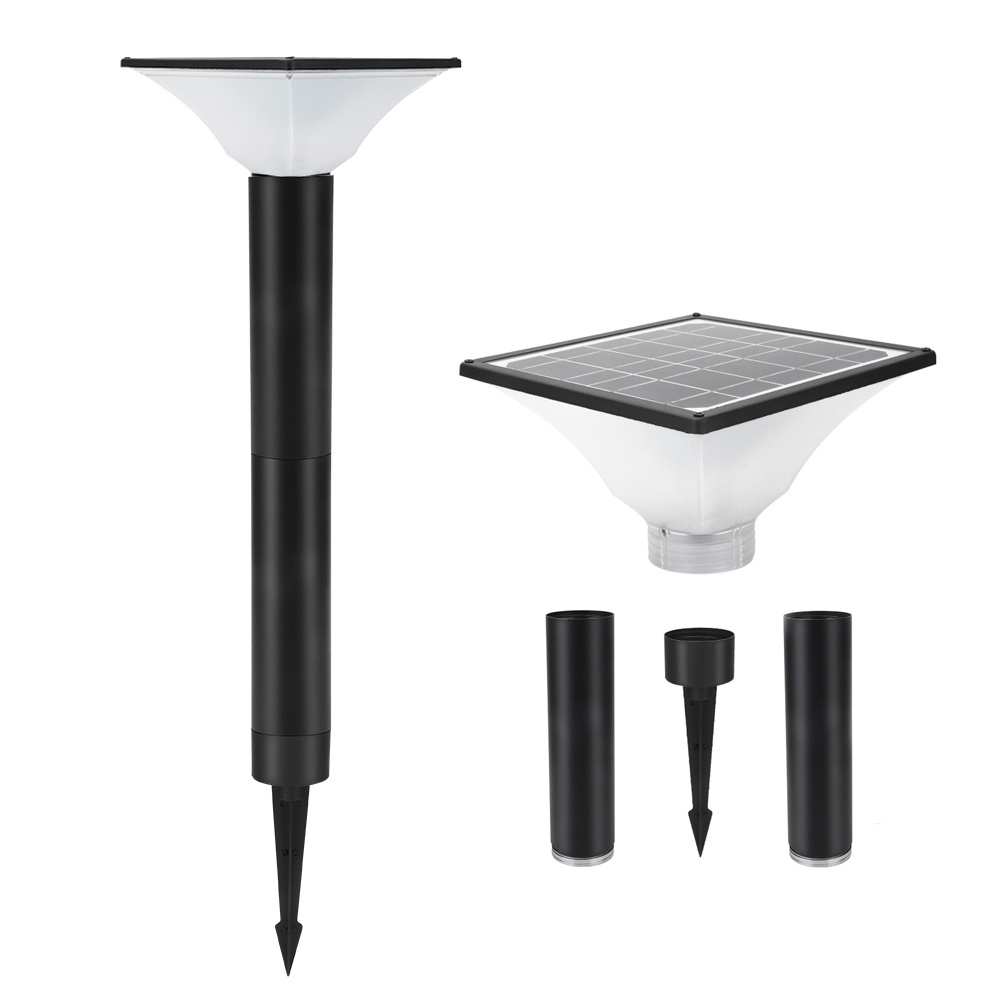 Outdoor waterproof garden solar lights pathway decorative bollard light square lawn lamp LED park road landscape lighting