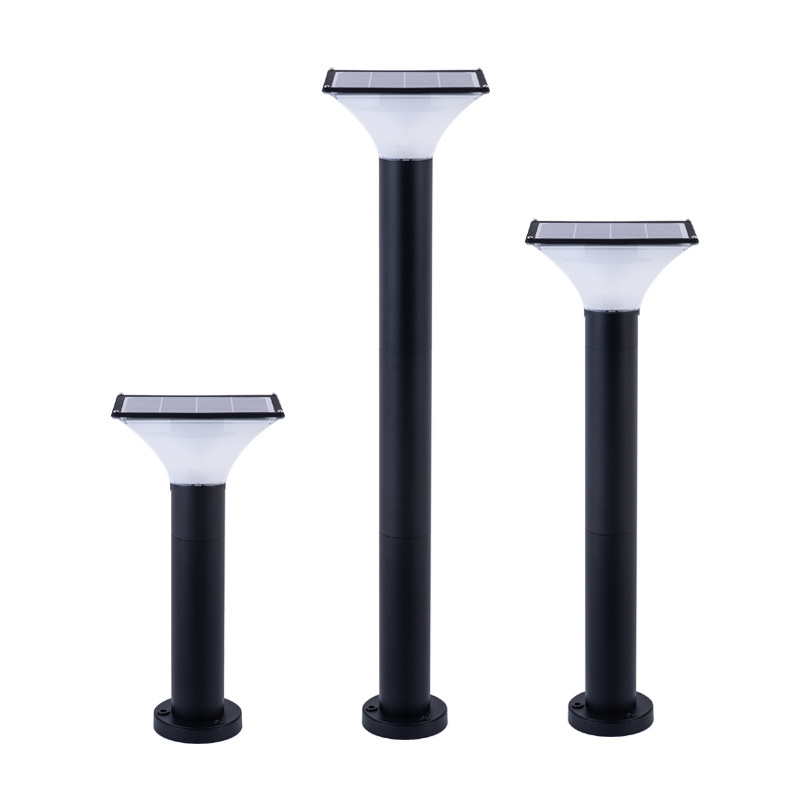 Outdoor waterproof garden solar lights pathway decorative bollard light square lawn lamp LED park road landscape lighting