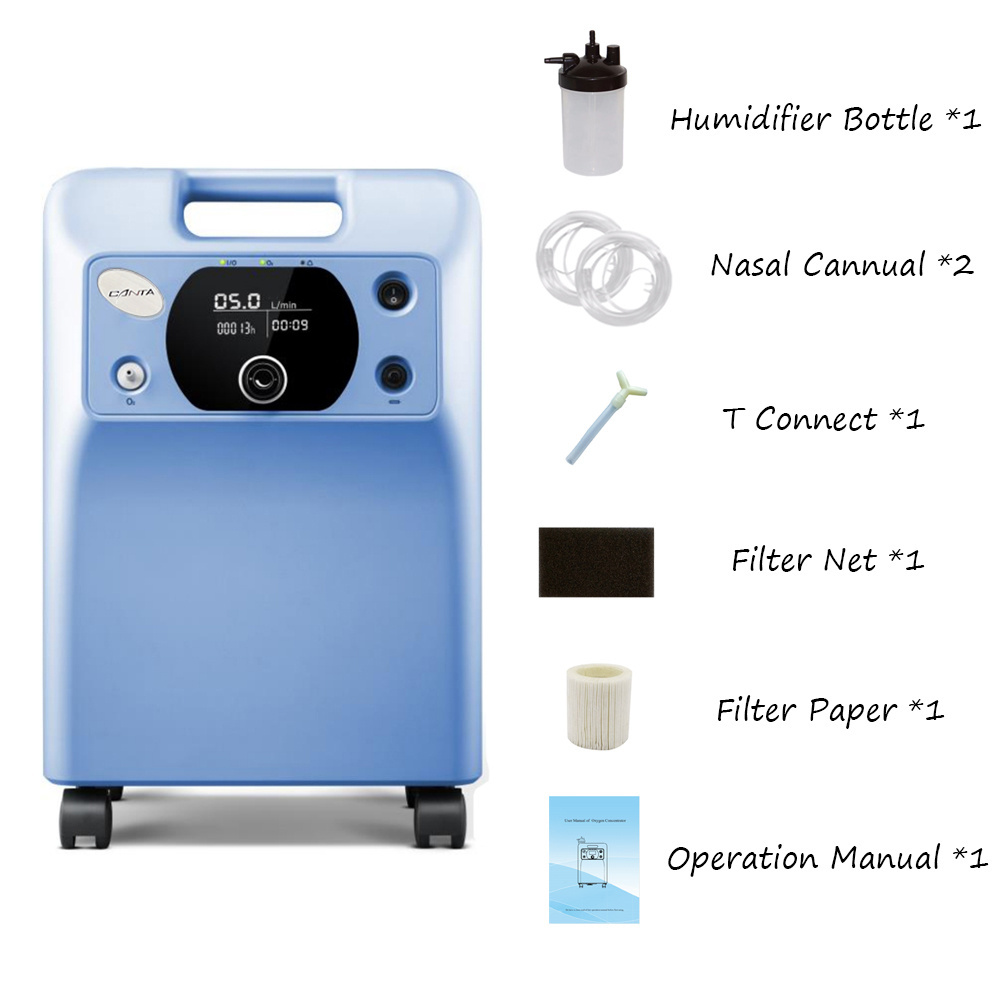 Smart oxygen generator 5 liter continuous flow portable oxygen concentrator