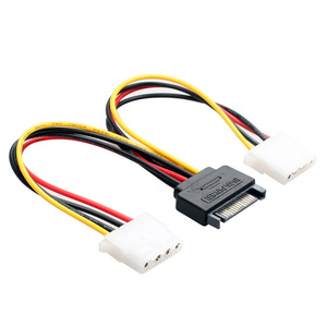 Cantell SATA 15Pin Male To 4 Pin Dual Female Molex Cable 20cm