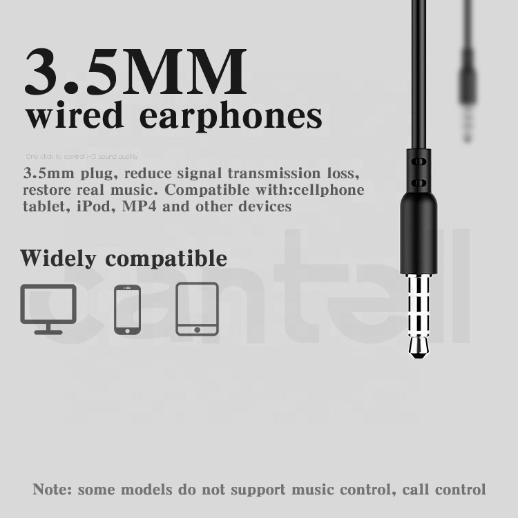 cantell cheapest 3.5mm mic wired earphones handfree headphones