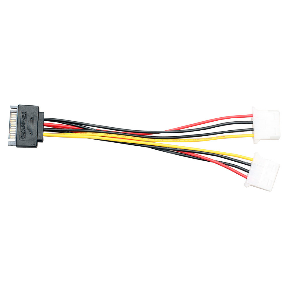 Cantell SATA 15Pin Male To 4 Pin Dual Female Molex Cable 20cm