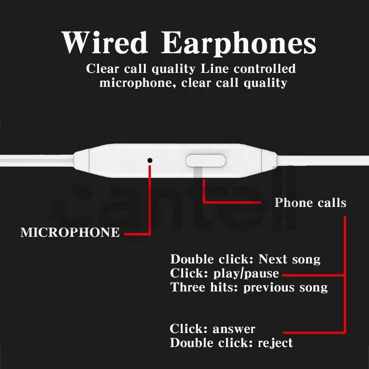 cantell cheapest 3.5mm mic wired earphones handfree headphones