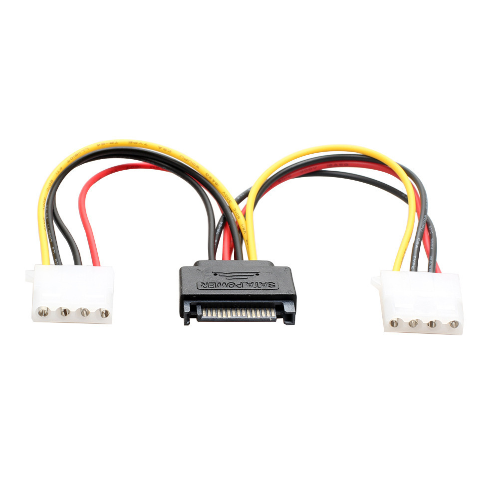 Cantell SATA 15Pin Male To 4 Pin Dual Female Molex Cable 20cm