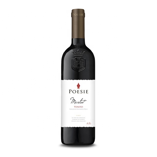 Italian red wine - Merlot Veneto IGT - Poesie - glass bottle 0,75l -Colour: Intense ruby red -Palate: Harmonious, good structure