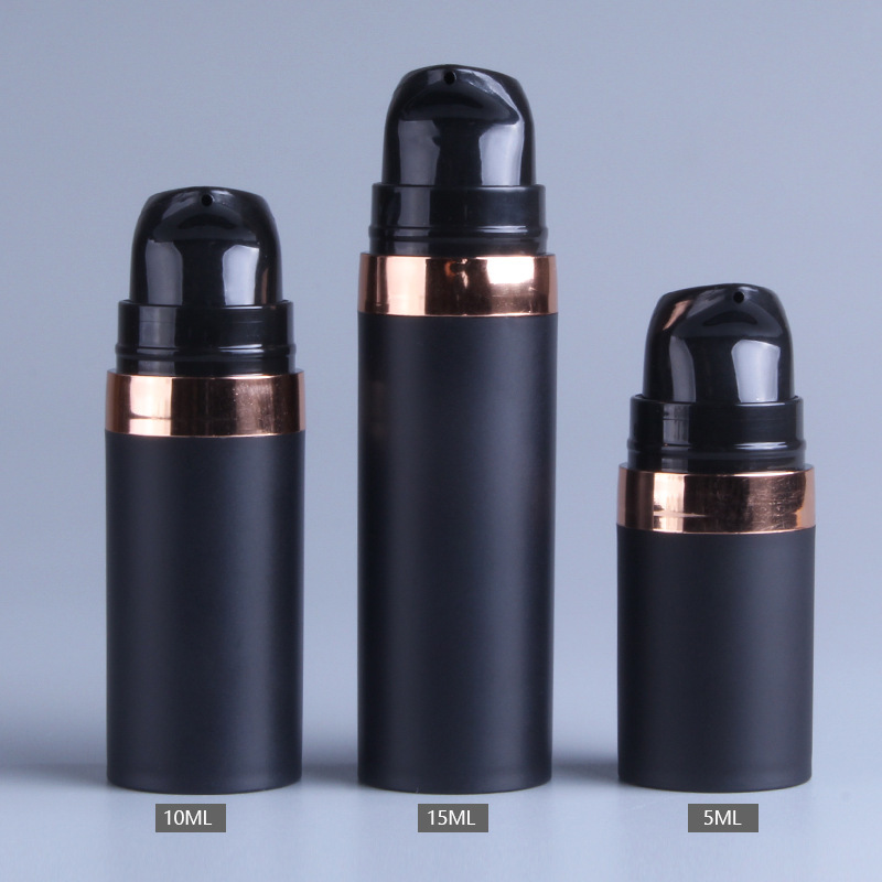 10ml 15ml Plastic Lotion Spray Bottle Matte Black Vacuum Bottle Airless Pump Container Packaging for Face cosmetics