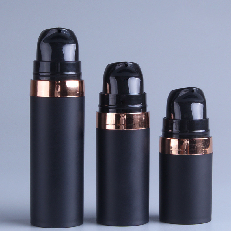 10ml 15ml Plastic Lotion Spray Bottle Matte Black Vacuum Bottle Airless Pump Container Packaging for Face cosmetics