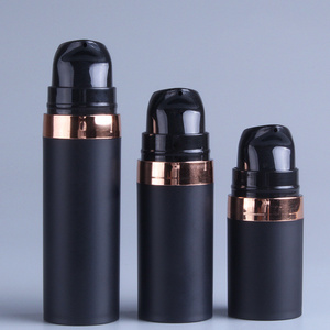 10ml 15ml Plastic Lotion Spray Bottle Matte Black Vacuum Bottle Airless Pump Container Packaging for Face cosmetics