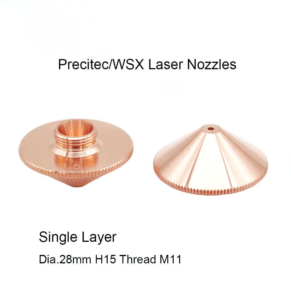 Copper Laser Nozzles Diameter 32mm 28mm H15 Single Double Layers for Fiber Laser Cutting Machine head