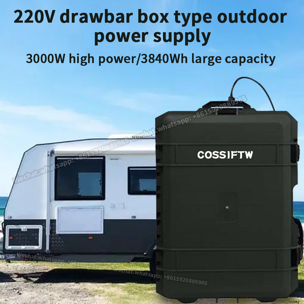 3000 Watt solar generator power station 220V AC output suitcase design with wheels easy to move household emergency power