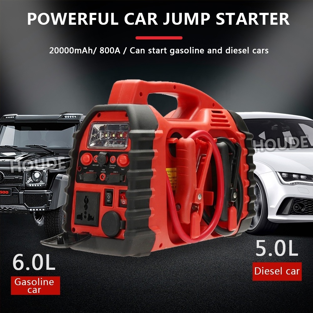 Car Battery Pack Booster Portable Charger Power Bank Built In 22 Cylinder 260PSI Air Compressor Car Inflator 220V Jump Starter