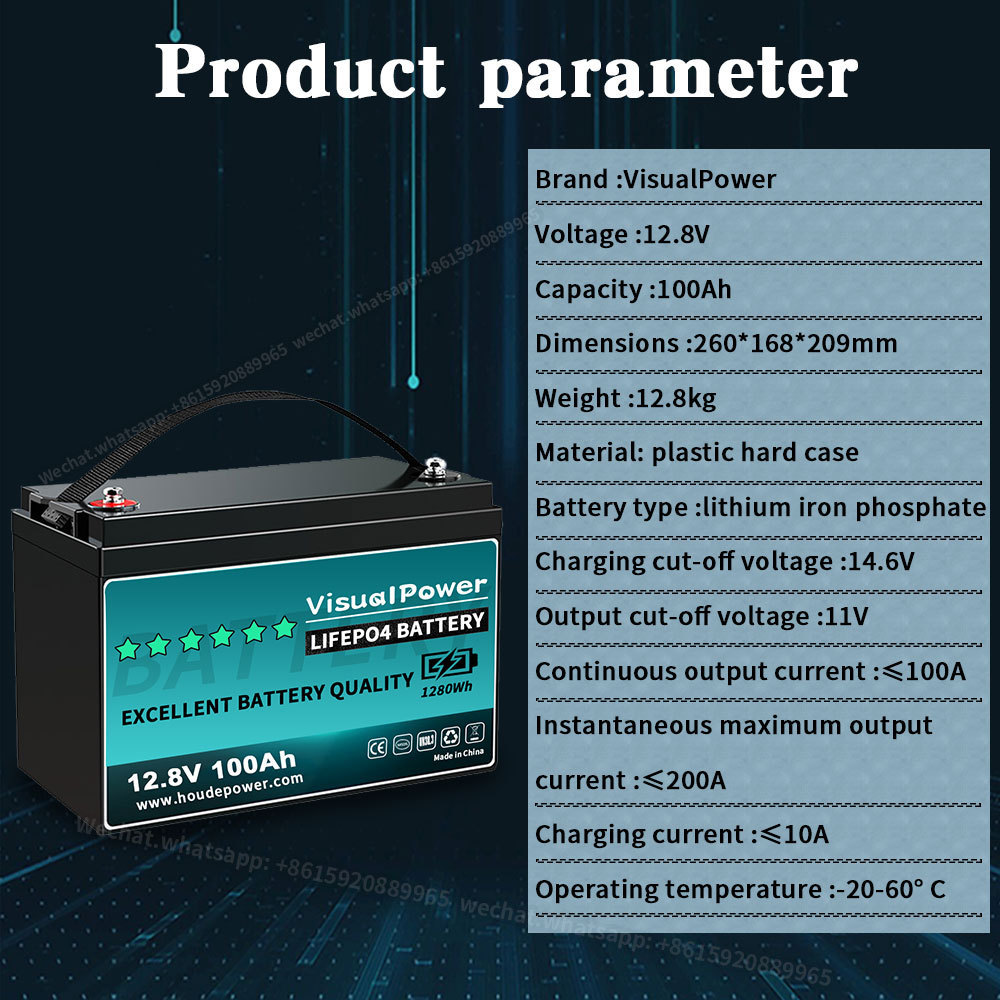 12.8V 100Ah Mini LiFePO4 Lithium Auto Battery