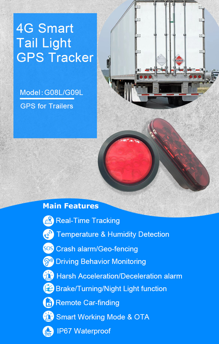 for vehicle car truck anti theft tracking device 4g tracking trailer tail light gps tracker