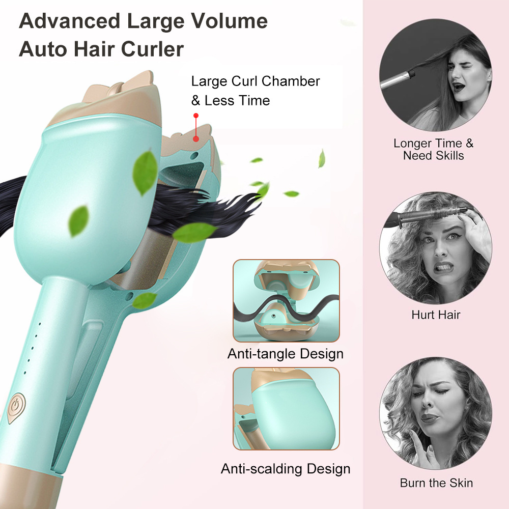 Hair Curling Iron Professional Portable Hair Curler Iron Wand for Styling Negative Ion Fast Heating Automatic Curling Iron