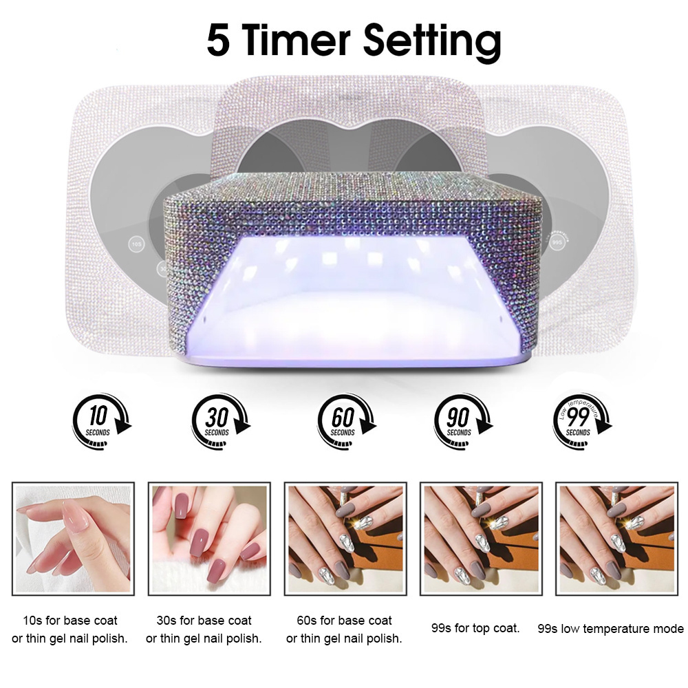 Professional portable  UV light for nails cordless UV nail dryer rechargeable led heart diamond nail lamp