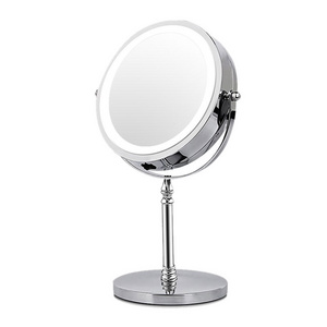 LED Makeup Mirror 7" Mirror 10X Magnifying Double Sided Swivel Cosmetic Mirror Chrome Finish