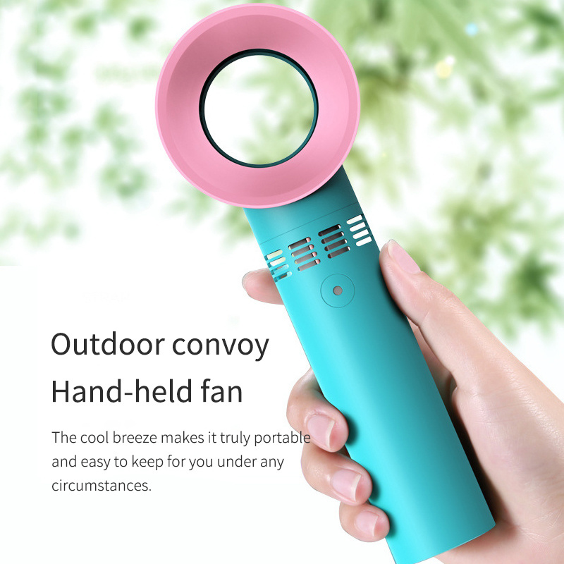 New Bladeless Portable USB Leafless Mini Fan Air Cooler Lithium Battery Rechargeable Handheld Painted Mini Fan