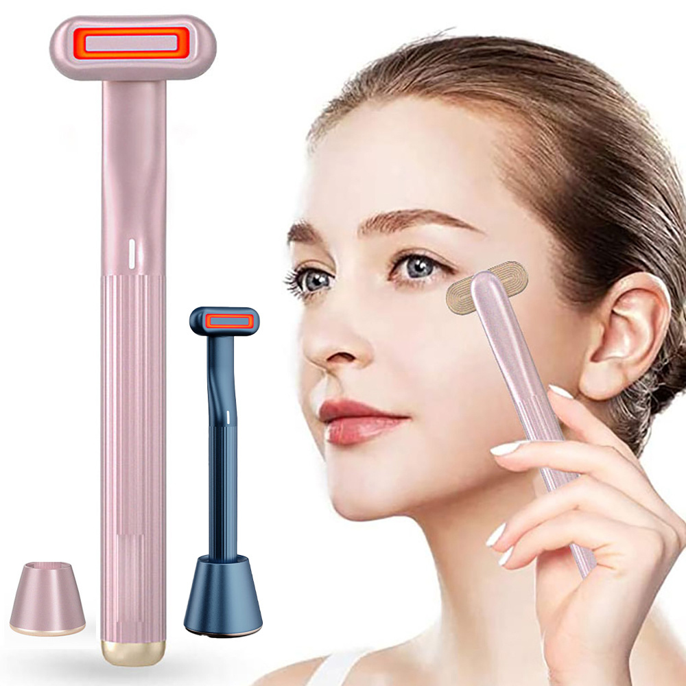 EMS 4 n 1 Microcurrent Rechargeable Beauty Device Eye Beauty Pen Hot Compress Eye Massager Red Light Therapy Eye Wand