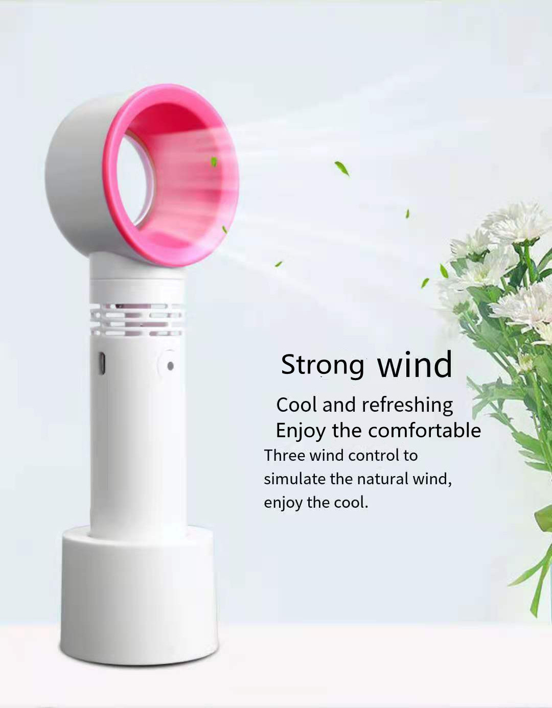 New Bladeless Portable USB Leafless Mini Fan Air Cooler Lithium Battery Rechargeable Handheld Painted Mini Fan