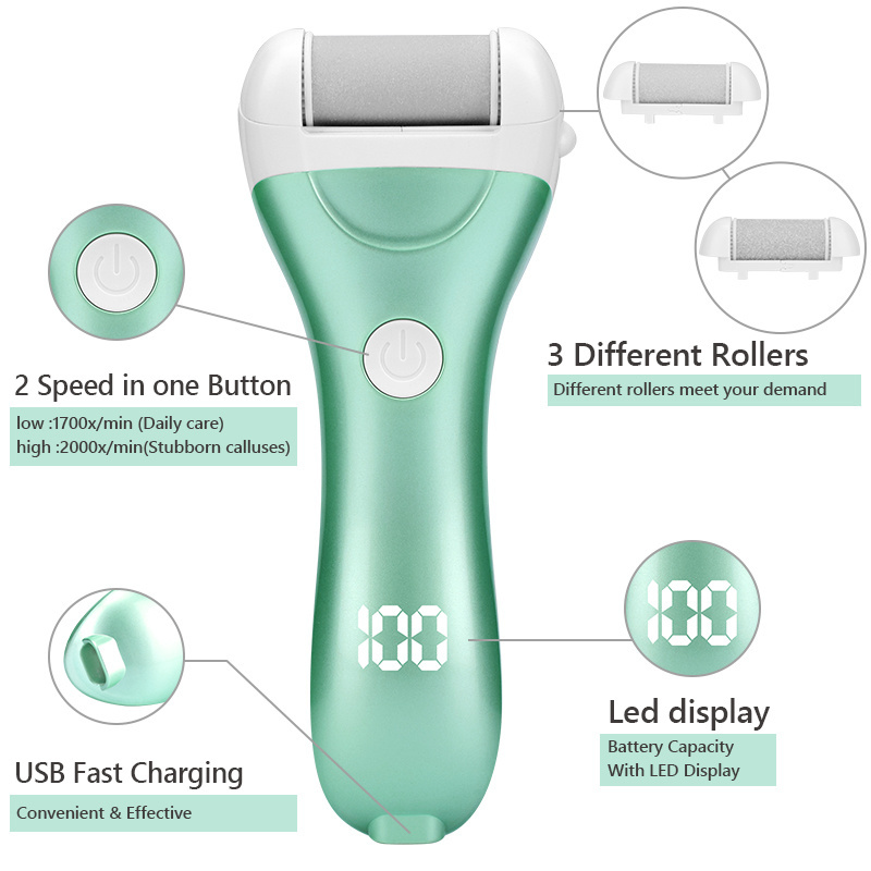 Foot scrubber with interchangeable head electric foot grinder callus remover