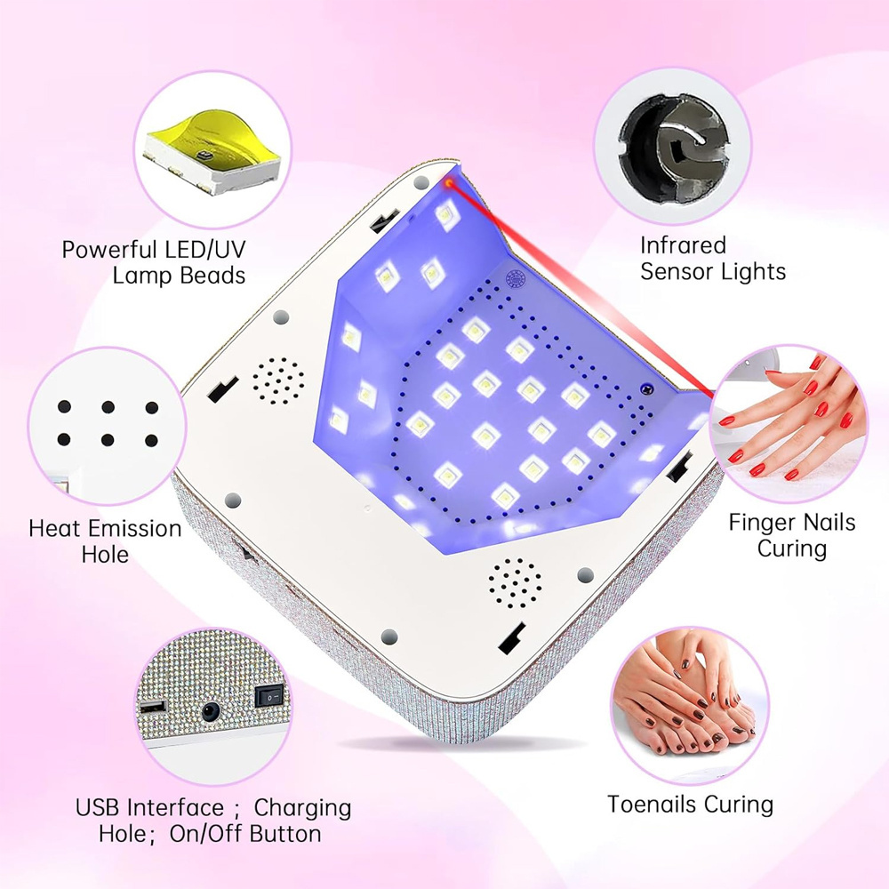 Professional portable  UV light for nails cordless UV nail dryer rechargeable led heart diamond nail lamp