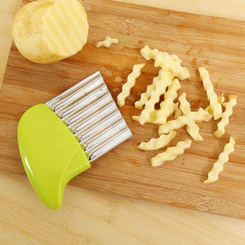 Wholesale Manual Fruit Vegetable Chip Potato Wave Cutter Slicer Stainless Steel Crinkle Cutter Knife