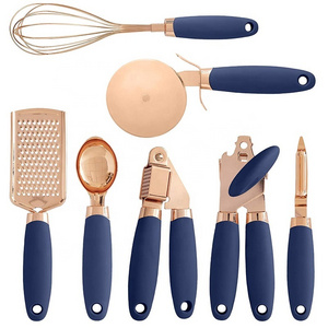 2023 New Design Cook With Color 7 Pc Kitchen Gadget Set Copper Coating Stainless Steel Japanese Funny Kitchen Gadget Set