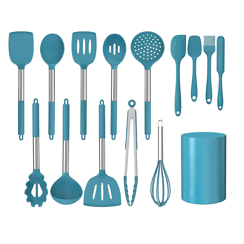 China Factory Premium Kitchen Ware Cooking Tools Accessories Colored Silicone Kitchen Utensil Set