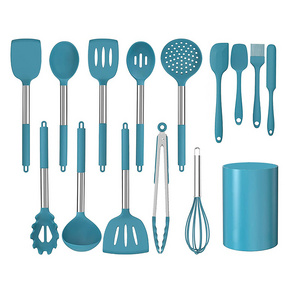 China Factory Premium Kitchen Ware Cooking Tools Accessories Colored Silicone Kitchen Utensil Set