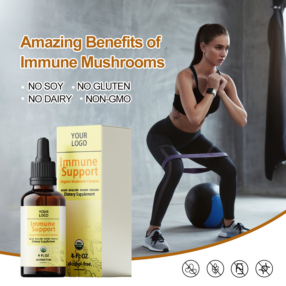 Natural Medicinal Mushroom Complex Liquid Extract Immune Support Energy Supplement Tincture Brain Boost Lions Mane Liquid Drops