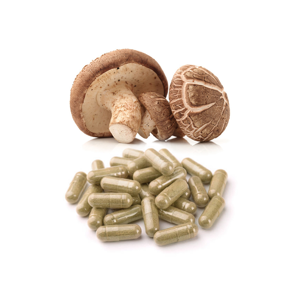 High Quality Organic Pure Natural Black Reishi Shitake Frozen Dried Shiitake Lentinan Mushroom Polysaccharides Extract Capsules