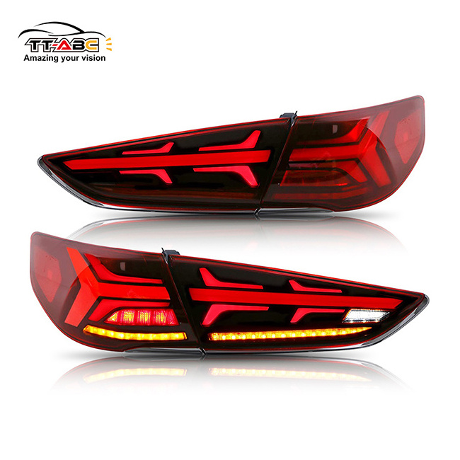 TT-ABC Car Accessories Modified Car Led Smoked Red 12V Rear Bumper Signal Light Tail light For Hyundai Sonata 9 2015-2018