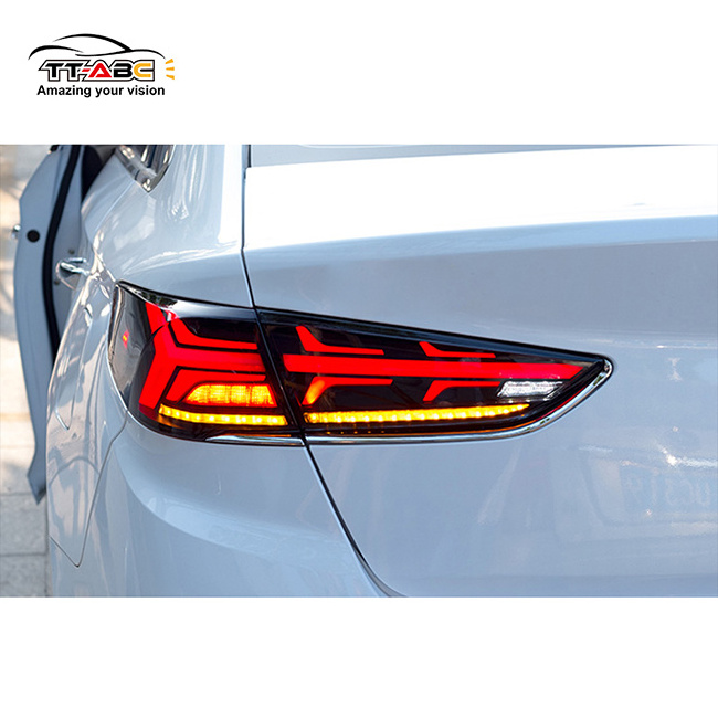 TT-ABC Car Accessories Modified Car Led Smoked Red 12V Rear Bumper Signal Light Tail light For Hyundai Sonata 9 2015-2018