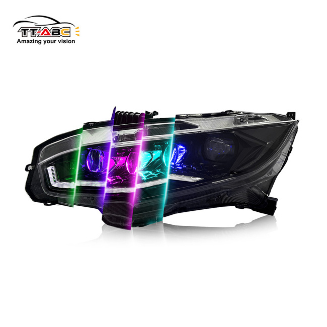 TT-ABC RGB Style Headlights For Honda Civic 10th Gen 2016 - 2021 LED Day Running Light Front Driving Light