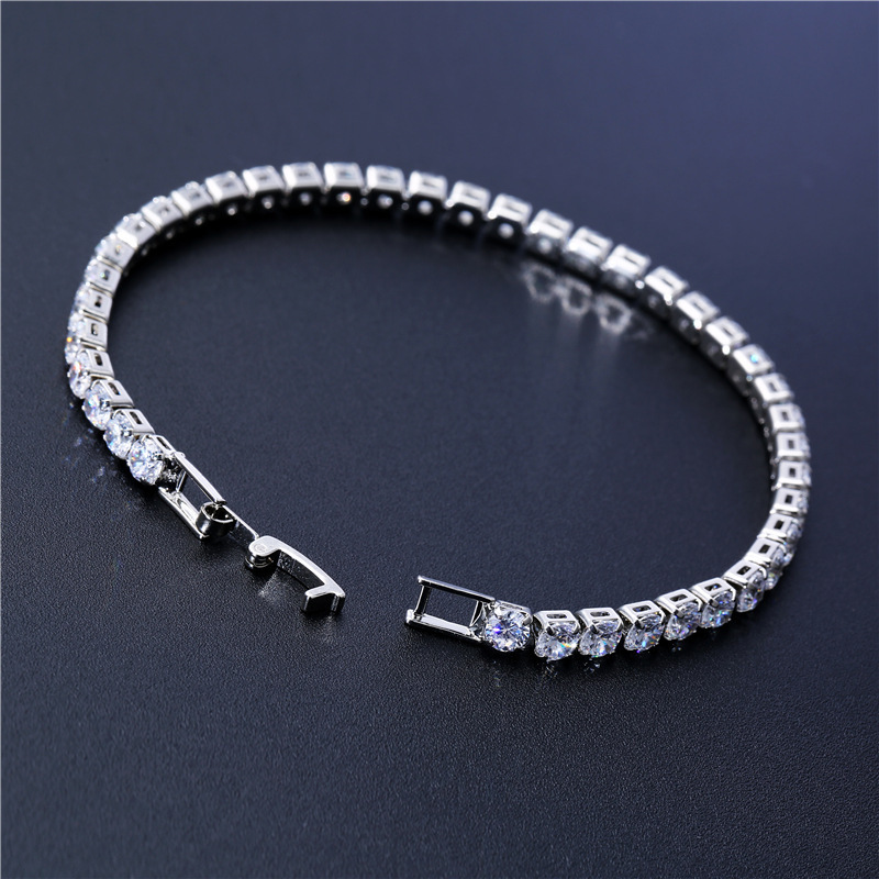 CAOSHI Hot Cuban 925 Silver 18K Plated Tennis Zircon Crystal Chain Bangle Wedding Wristband Charm CZ Bracelets for Men and Women