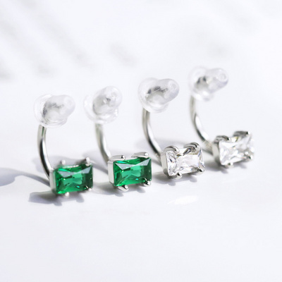 CAOSHI Stud Ear 925 Silver Plating Green White Stone Earrings for Women Fashion Jewelry CZ Stud Earring