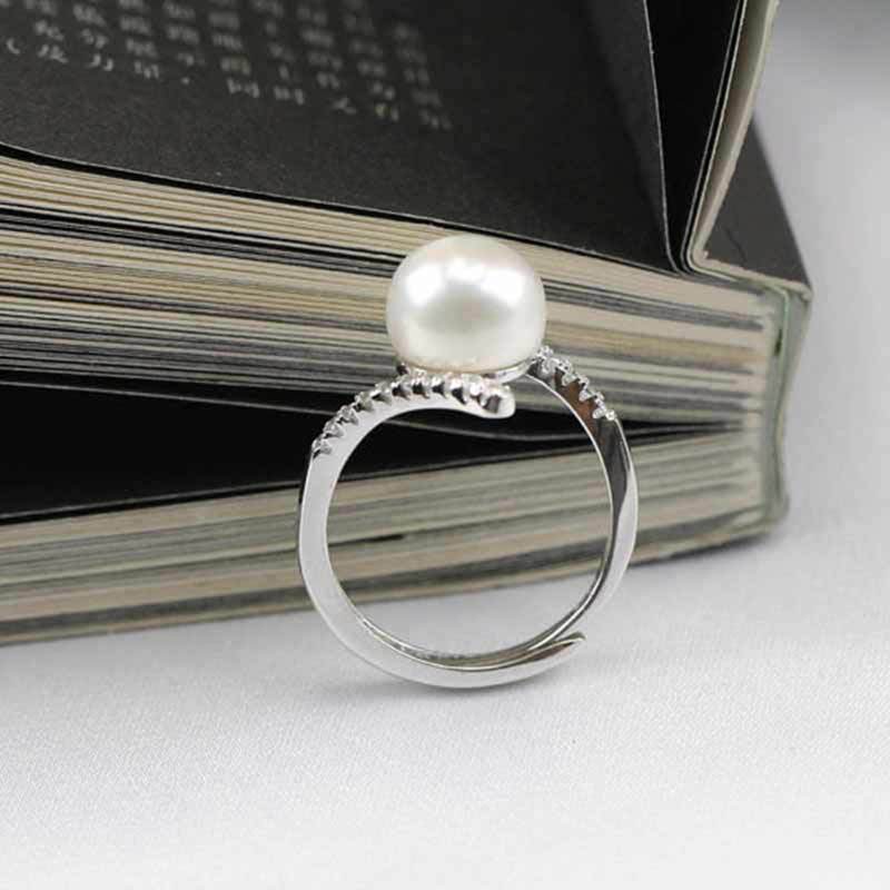 CAOSHI Hot Selling Jewelry Artificial Pearl Ring Designs CZ Ring Silver 925 Plated Women Simple Ring