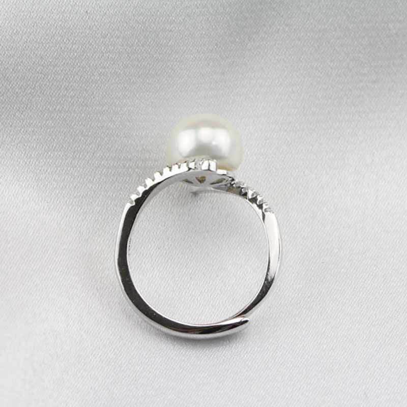 CAOSHI Hot Selling Jewelry Artificial Pearl Ring Designs CZ Ring Silver 925 Plated Women Simple Ring