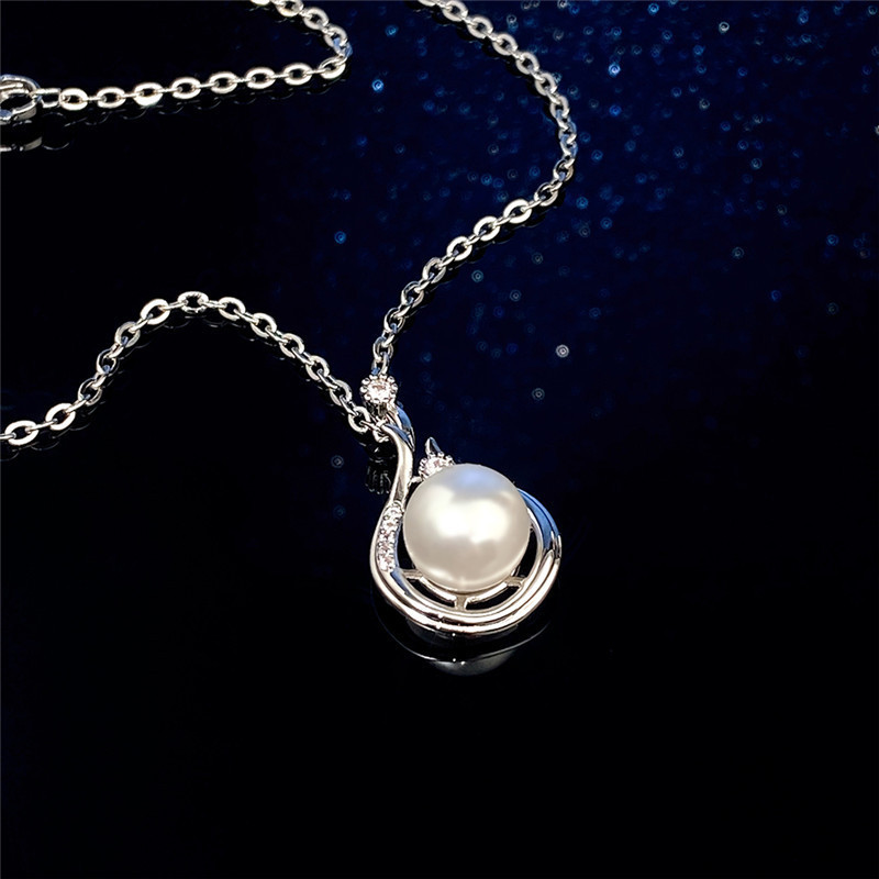 CAOSHI Hot Selling Female Cz Water Drop Shaped Jewelry Chain Women 925 Silver Plated Dainty Freshwater Pearl Pendant Necklace