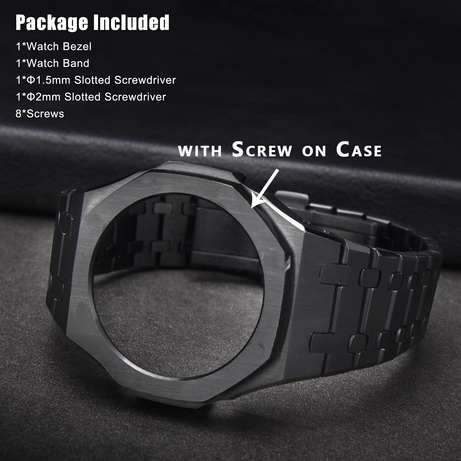 Mod Kit for Gshok GA-2100 Strap+Case Modification kit For Casioak Watchband Bezel Rubber Watch Band watch case stainless steel