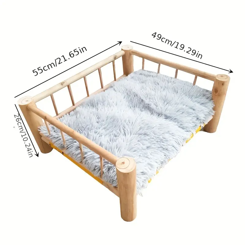 Elevated Wood Pet Bed for Cats and Dogs - Comfortable and Durable Cat Hammock Bed for Camping and Home Use