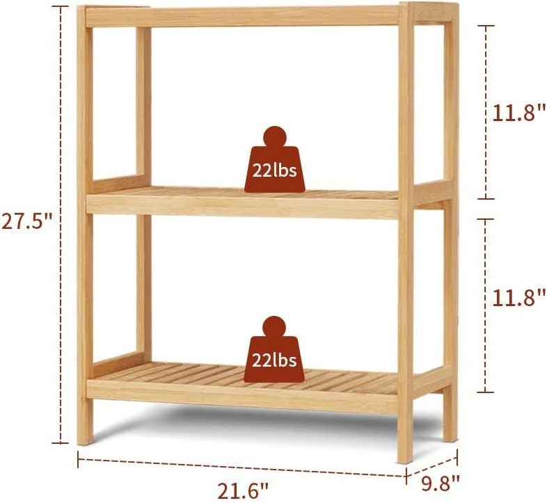 3-layer bamboo rack storage Organizer Rack Toilet Utility shelf Standing shelf unit,