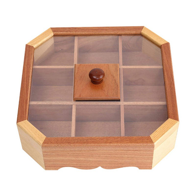 Bamboo Wooden Box for Dry Fruit Box Gift Packaging Box for Nuts with compartments Bamboo Fruit Bowl Acacia Wooden Salad Serving