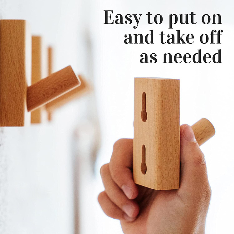 Wooden wall hooks-4 pack decorative wall hooks for hanging coats-Perfect backpack hooks, wall hooks